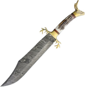 American Hunter Damascus Golden Stag Bowie (12.25″)