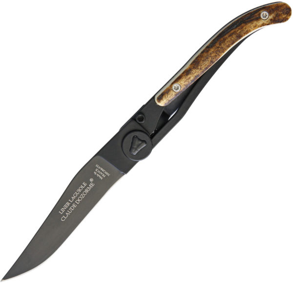 Laguiole Claude Dozorme Laguiole Framelock Black Stag (3.5")