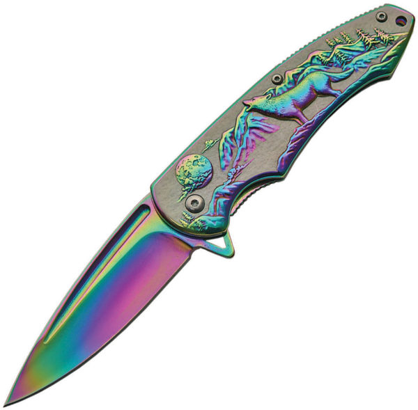 Rite Edge Wolf Framelock A/O Rainbow (3.25") Rite Edge Wolf Framelock A/O Rainbow (3.25")