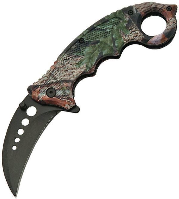 China Made Folder Camo Karambit Clip A/O (2.75")