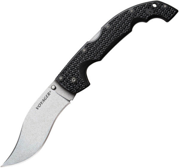 Cold Steel Voyager XL Vaquero Tri-Ad, CS 29AXV, Cold Steel Voyager XL Vaquero Tri-Ad Clip Point Griv-Ex Knife Black(Stonewash,Plain) CS 29AXV