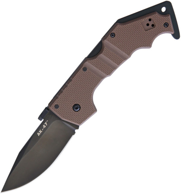Cold Steel AK-47, CS 58MVF, Cold Steel AK-47 Clip Point G10 Brown Knife (Black Stonewash) CS 58MVF