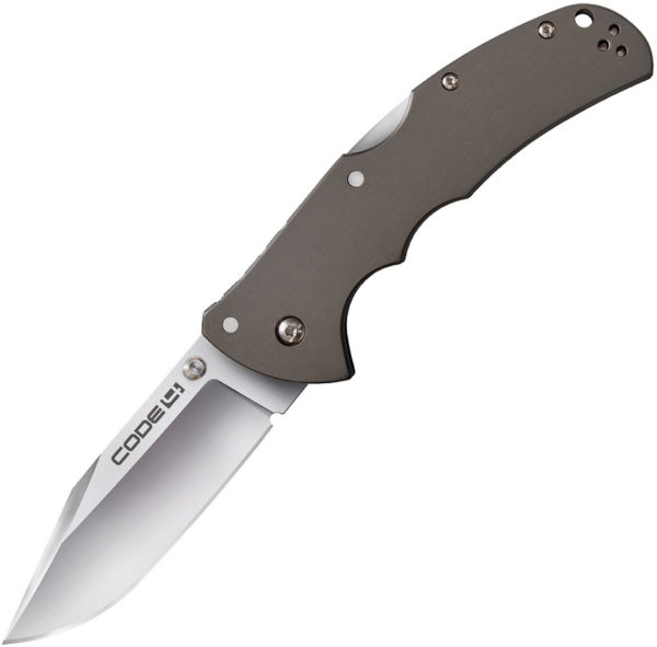 Cold Steel Code-4, CS 58PC, Cold Steel Code-4 Clip Point Aluminum Brown Knife (Satin) CS 58PC