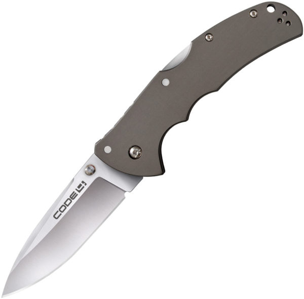 Cold Steel Code-4, CS 58PS, Cold Steel Code-4 Spear Point Aluminum Gray Knife (Satin) CS 58PS