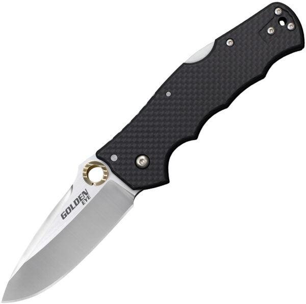 Cold Steel Golden Eye Elite Tri-Ad, CS 62QCFS, Cold Steel Golden Eye Elite Tri-Ad Drop Point Carbon Fiber Black Knife (Satin) CS 62QCFS