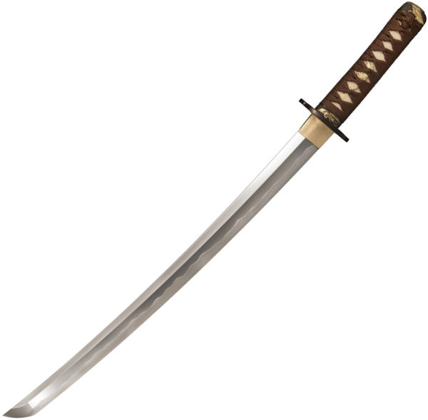 Cold Steel Mizutori (Crane) Wakazashi, CS 88CKW, Cold Steel Mizutori (Crane) Wakazashi Cord Brown Sword (Damascus) CS 88CKW