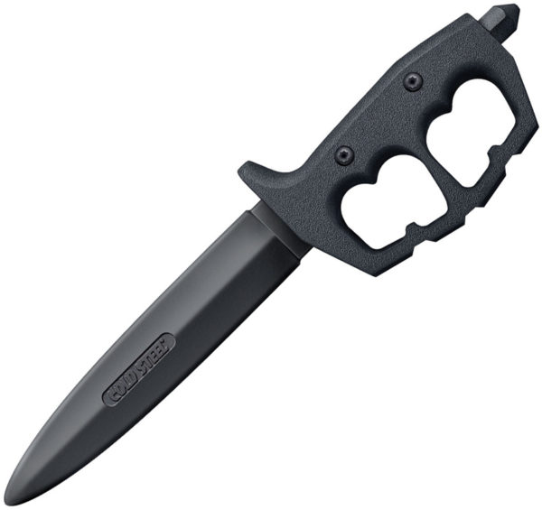 Cold Steel Trench Double Edge, CS 92R80NTP, Cold Steel Trench Double Edge Dagger Point Rubber Black Knife (Black Stonewash) CS 92R80NTP