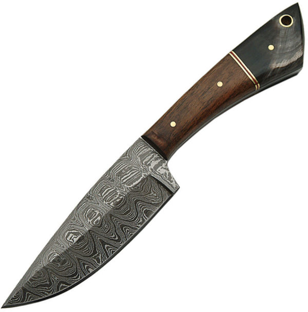 Damascus Skinner Walnut/Horn (4")