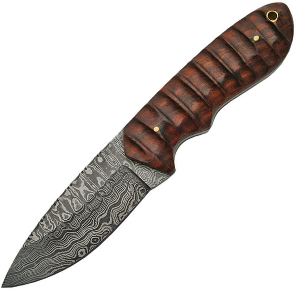 Damascus Hunter Grooved Rosewood (4")