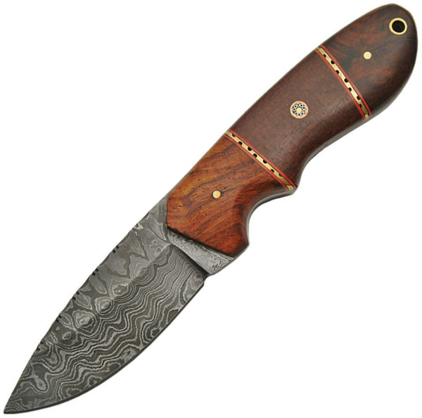 Damascus Hunter Micarta Rosewood (4")