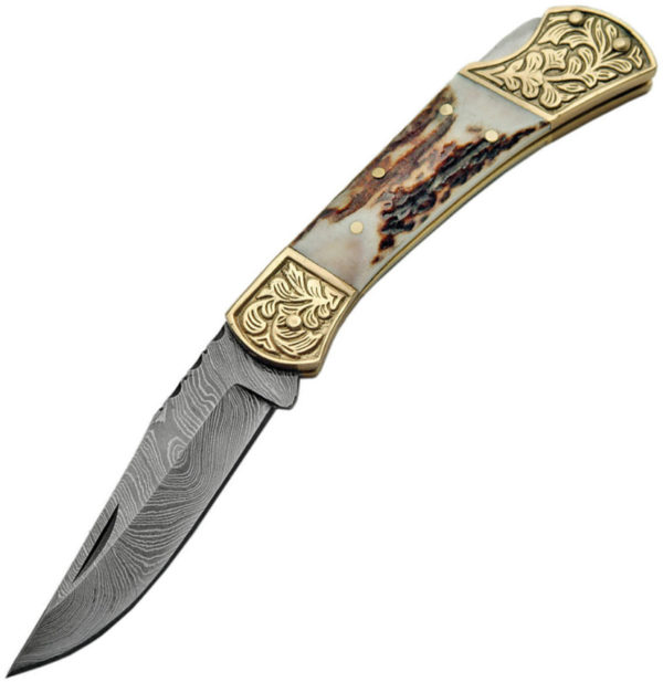 Damascus Stag Engraved Bolster (3.25")