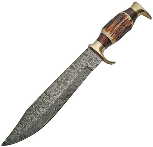 Damascus Stag Bowie Damascus (10.5")