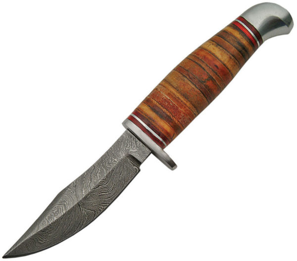 Damascus Stacked Leather Skinner (3.5")