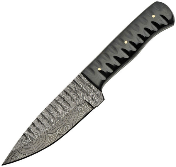 Damascus Sharktooth Fixed Blade Horn (4.5")