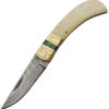 Damascus Lockback Smooth Bone (3")