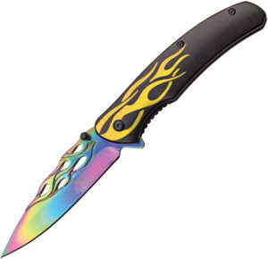 Dark Side Flame Linerlock A/O Yellow (3.5″)