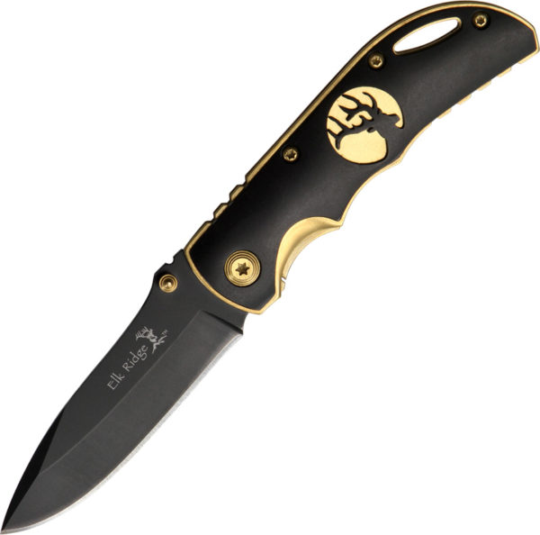 Elk Ridge Linerlock,Elk Ridge Linerlock Knife ,Elk Ridge Linerlock Knife Black/Gold (2.75")