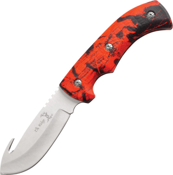 Elk Ridge Guthook ,Elk Ridge Guthook Hunter Knife ,Elk Ridge Guthook Hunter Knife Red Camo (4")