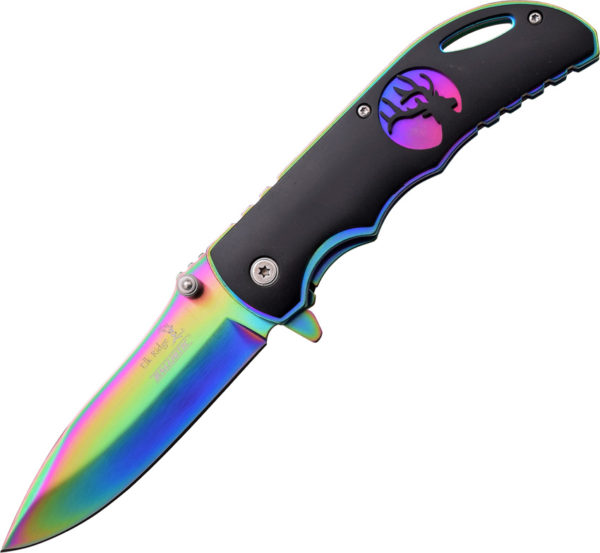 Elk Ridge Linerlock ,Elk Ridge Linerlock A/O Knife Rainbow ,Elk Ridge Linerlock A/O Knife Rainbow (3.5")