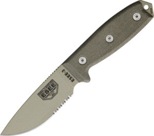 ESEE 3 Desert Tan Partially Serrated Knife