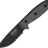 ESEE 3 Black Partially Serrated with Coyote Brown Sheath (3.75″)