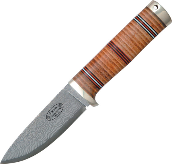 Fallkniven Idun Damascus Knife Stacked Leather (4")