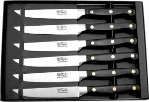 Hen & Rooster Steak Knife Set Black Wood (5″)