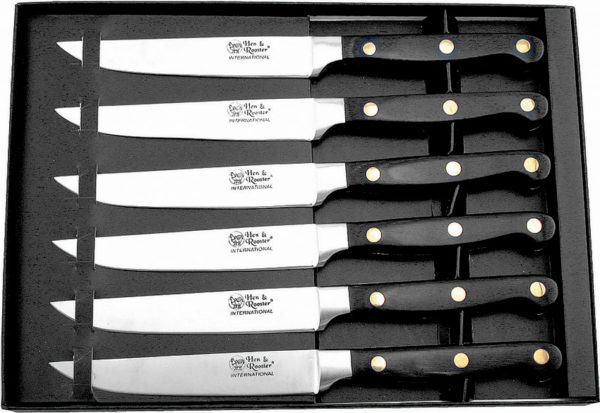 Hen & Rooster Int Steak Knife Set Black Wood (5")