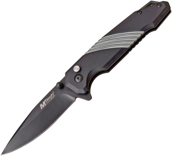 MTech Button ,MTech Button Lock Knife,MTech Button Lock Knife Black Gray (3.5")