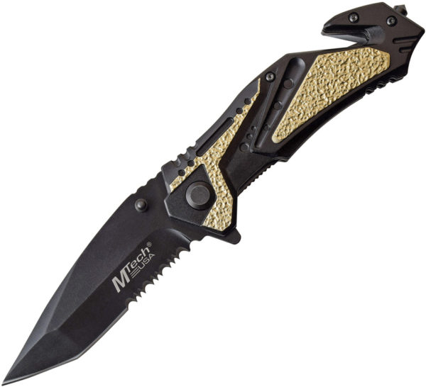 MTech Linerlock A/O Knife Tan Serrated (3.75")