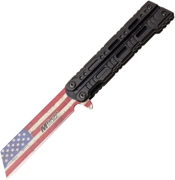 MTech Flag Linerlock A/O Knife Black (3.5") MTech Flag Linerlock A/O Knife Black (3.5")
