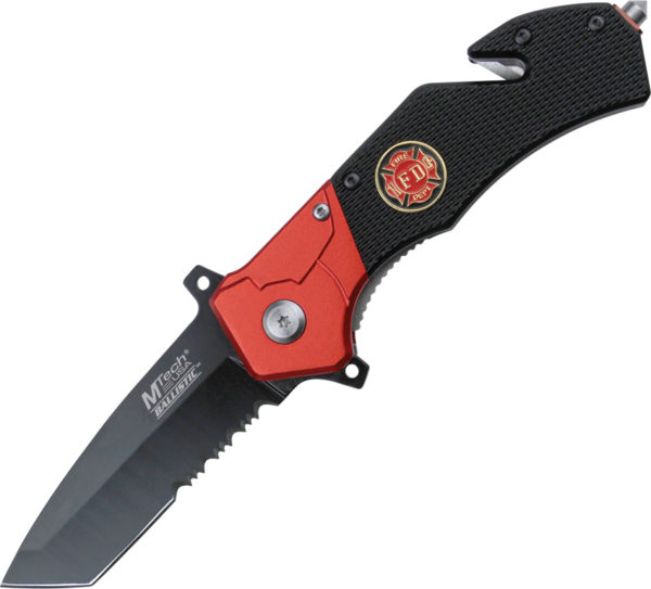 MTech Fire Department Rescue A/O Knife Red (3.25")