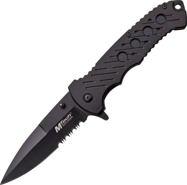 MTech Linerlock A/O, MTech Linerlock A/O Knife Black Serrated (3.75")