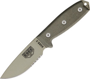 ESEE 3 Desert Tan Blade with Green Sheath (3.75″)