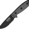 ESEE 3 Partially Serrated with Coyote Brown Sheath (3.75″ Black)