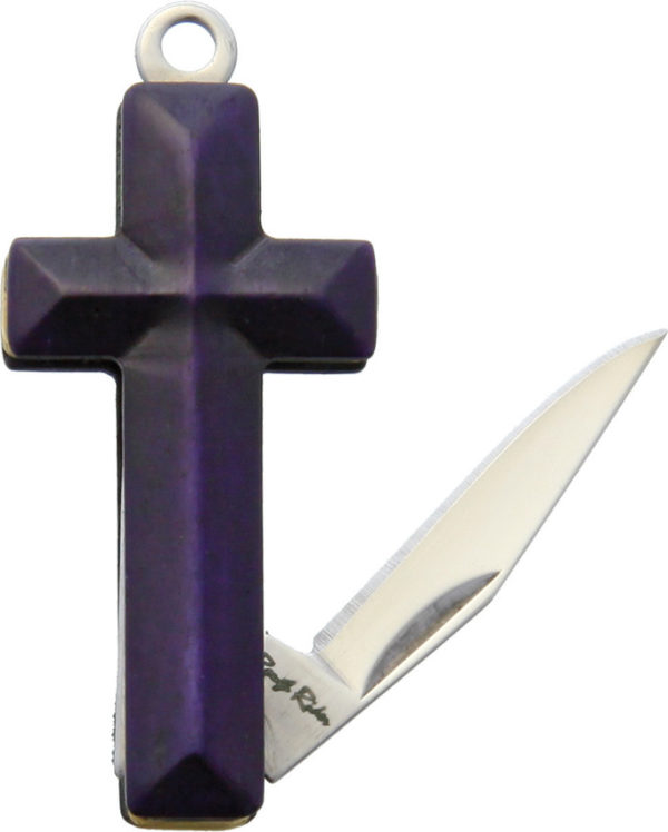 Rough Ryder Cross Knife Purple Smooth Bone