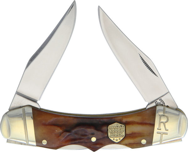 Rough Ryder Double Lock Brown Stag Bone