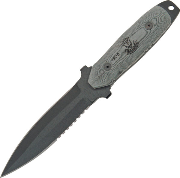 TOPS Knives Rangers Edge. TP3010, TOPS Knives Rangers Edge Dagger Point Micarta Gray Knife (Black Stonewash) TP3010