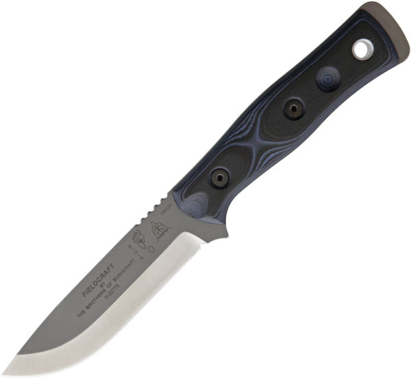 TOPS Knives BOB Fieldcraft, TPBROS154BB, TOPS Knives BOB Fieldcraft Drop Point G10 Black/Blue Knife (Gray Stonewash) TPBROS154BB