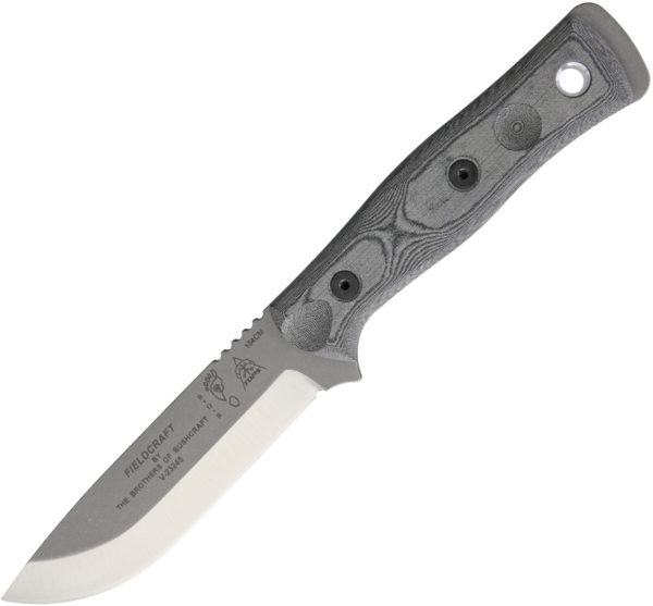 TOPS Knives BOB Fieldcraft, TPBROS154BLM, TOPS Knives BOB Fieldcraft Drop Point Micarta Gray Knife (Gray Stonewash) TPBROS154BLM