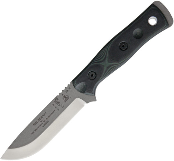 TOPS Knives BOB Fieldcraft, TPBROS154GB, TOPS Knives BOB Fieldcraft Drop Point G10 Black/Green Knife (Gray Stonewash) TPBROS154GB