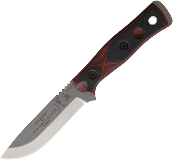 TOPS Knives BOB Fieldcraft, TPBROS154RB, TOPS Knives BOB Fieldcraft Drop Point G10 Black/Red Knife (Gray Stonewash) TPBROS154RB