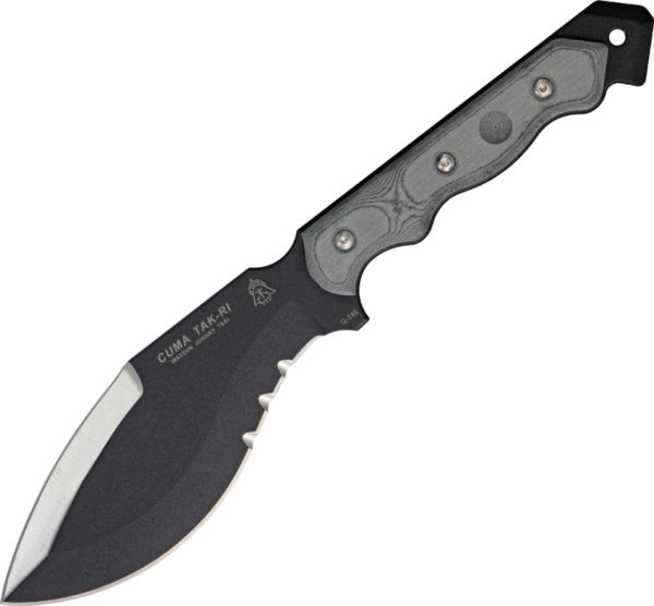 TOPS Knives Cuma Tak-Ri 2, TPCUMATK02, TOPS Knives Cuma Tak-Ri 2 Other Point Micarta Gray Knife (Black Stonewash) TPCUMATK02