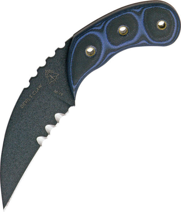 TOPS Knives Devil's Claw, TPDEVCL01, TOPS Knives Devil's Claw Hawkbill Point G10 Black/Blue Knife (Black Stonewash) TPDEVCL01