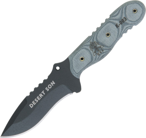 TOPS Knives Desert Son, TPDSON01, TOPS Knives Desert Son Drop Point Micarta Gray Knife (Black Stonewash) TPDSON01