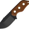 TOPS Knives Lil Roughneck, TPLRNK01, TOPS Knives Lil Roughneck Clip Point Micarta Tan Knife (Black Stonewash) TPLRNK01