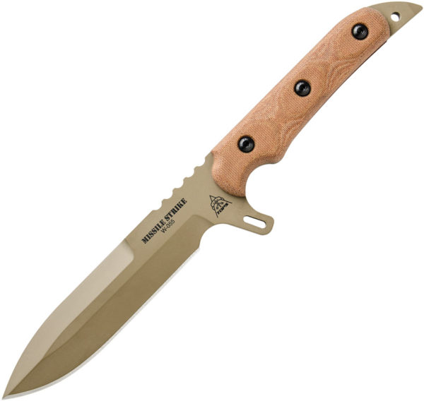 TOPS Knives Missile Strike, TPMS01, TOPS Knives Missile Strike Spear Point Micarta Tan/Brown Knife (Tan Stonewash) TPMS01