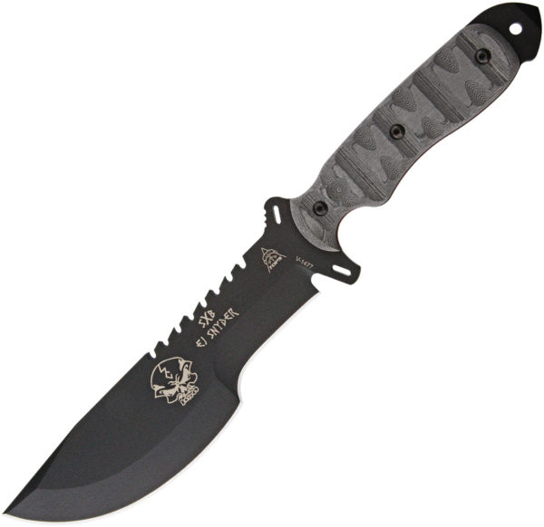 TOPS Knives SXB Skullcrusher's Xtreme Blade Warrior Survival, TPSXB10, TOPS Knives SXB Skullcrusher's Xtreme Blade Warrior Survival Clip Point Micarta Gray Knife (Black Stonewash) TPSXB10
