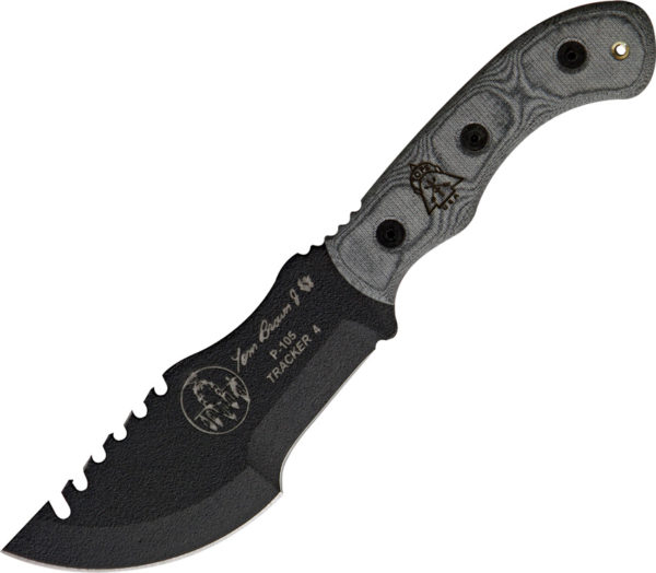 TOPS Knives Mini Tom Brown Tracker #4, TPTBT040, TOPS Knives Mini Tom Brown Tracker #4 Clip Point Micarta Gray Knife (Black Stonewash) TPTBT040