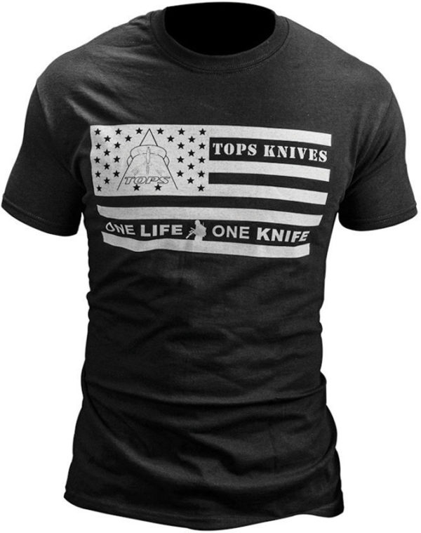 TOPS T-Shirt Flag Logo Black Medium